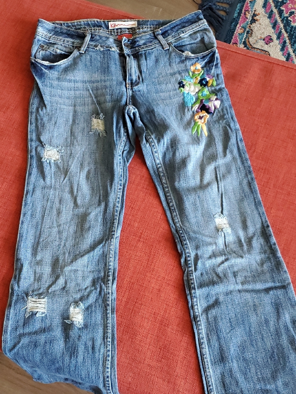 EUC Kana Embroidered & Distressed Jeans